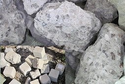 Бетонный лом: куски бетона на гранитном щебне, образцы-кубы бетона В20