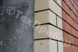 Материал стен – полистиролбетон марка по средней плотности D 400. Наружная отделка стены – керамический кирпич.